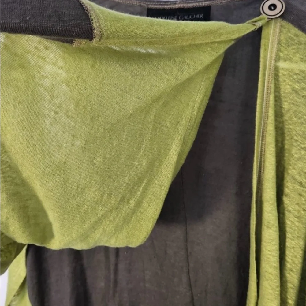 Madeleinene Gaucher Green Euro Linen Made in Quebec Wrap Poncho Art Wear EUC